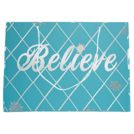 Feestelijke Blauwe en Zilveren 'Geloof' Vakantie Groot Cadeauzakje