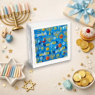 Feestelijke blauwe geschilderde Hanukkah-dreidel Servet