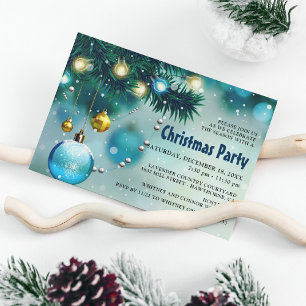 Feestelijke Blauwe & Gouden Kerstvakantiefeest Kaart