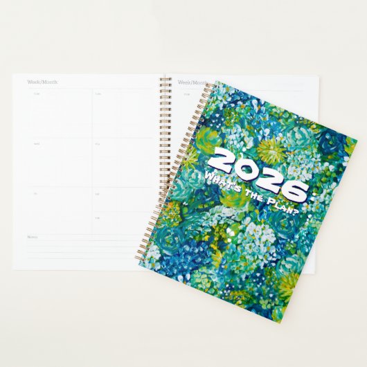 Feestelijke Blauwe & Groene Bloemige Aanpasbare Pl Planner (Display)