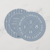 Feestelijke Blauwe Kerst Stamp Platte Ronde Kaart (Voorkant / Achterkant)