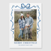 Feestelijke Blauwe Kerstboog Foto Magnetische Kaar (Voorkant)