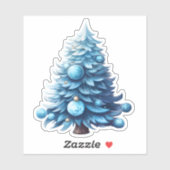 Feestelijke blauwe kerstboom decor sticker (Vel)