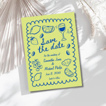 Feestelijke Blauwe Kust Bruiloft Save the Date