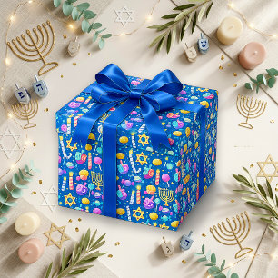 Feestelijke Blauwe Lieve Hanukkah Snoep Cadeaupapier