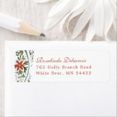 Feestelijke Blauwe Lint en Poinsettia Traditioneel Etiket (Insitu)