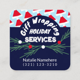 Feestelijke Blauwe Moderne Professionele Gift Wrap Vierkante Visitekaartje