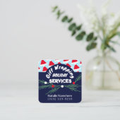 Feestelijke Blauwe Moderne Professionele Gift Wrap Vierkante Visitekaartje (Staand voorkant)