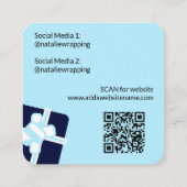 Feestelijke Blauwe Moderne Professionele Gift Wrap Vierkante Visitekaartje (Achterkant)