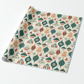 Feestelijke Blauwe Rode Versieringen Geometrisch M Cadeaupapier (Uitgerold)