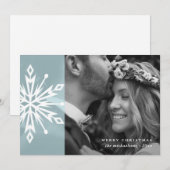 Feestelijke Blauwe Sneeuwvlok Kerstmis Foto Feestdagenkaart (Voorkant / Achterkant)