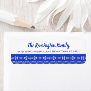 Feestelijke Blauwe Sneeuwvlok Vakantie Sweater Pat Etiket