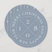 Feestelijke Blauwe Vakantie Stempel Platte Ronde K Feestdagenkaart (Voorkant / Achterkant)