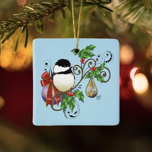 Feestelijke Blauwe Vintage Kerstmees Keramisch Ornament