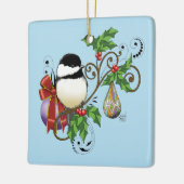Feestelijke Blauwe Vintage Kerstmees Keramisch Ornament (Links)