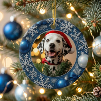 Feestelijke blauwe zilveren sneeuwvlok Aangepaste Keramisch Ornament