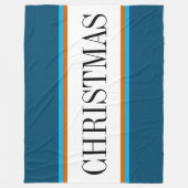 Feestelijke Blauwgroen Blauw Wit Bruin KERSTSTREPE Fleece Deken (Voorkant)