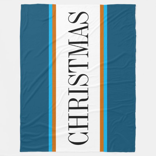 Feestelijke Blauwgroen Blauw Wit Bruin KERSTSTREPE Fleece Deken (Voorkant)