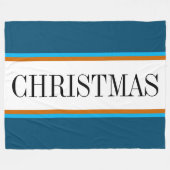 Feestelijke Blauwgroen Blauw Wit Bruin KERSTSTREPE Fleece Deken (Voorkant (Horizontaal))