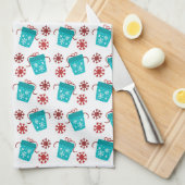 feestelijke blauwgroen kerstfeestdag theedoek (Quarter Fold)