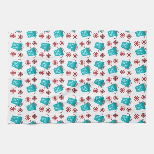 feestelijke blauwgroen kerstfeestdag theedoek (Horizontaal)