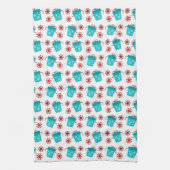 feestelijke blauwgroen kerstfeestdag theedoek (Verticaal)