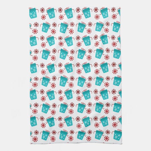 feestelijke blauwgroen kerstfeestdag theedoek (Verticaal)