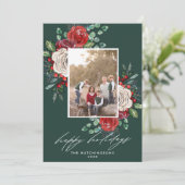 Feestelijke bloemen 3 foto Modern Feestdagenkaart (Staand voorkant)