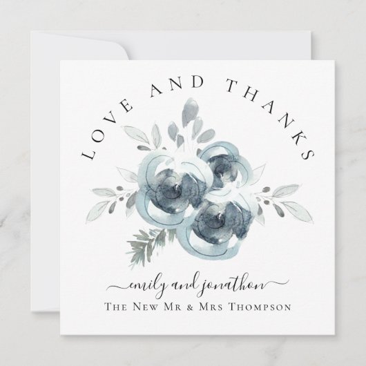 Feestelijke bloemen Dank u namen bruiloft Notitiekaartje (Voorkant)