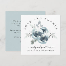 Feestelijke bloemen Dank u namen bruiloft Notitiekaartje