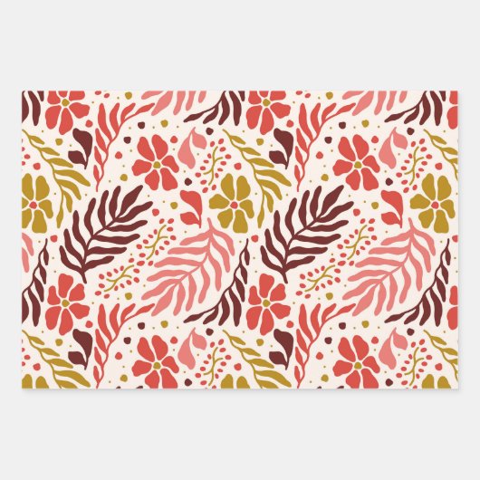 Feestelijke Bloemen en Ho Ho Ho Kerst Inpakpapier Vel (Voorkant)