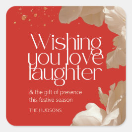 Feestelijke Bloemen & Goud Kerstseizoen Vierkante Sticker