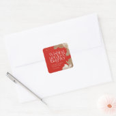 Feestelijke Bloemen & Goud Kerstseizoen Vierkante Sticker (Envelop)