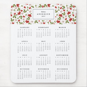 Feestelijke Bloemen Jaarlijkse Kalender Mousepad Muismat