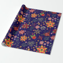 Feestelijke Bloemen Kerst - Vakantie inpakpapier