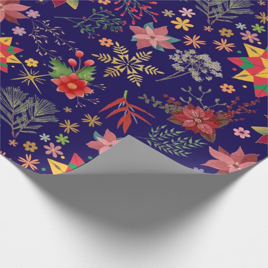 Feestelijke Bloemen Kerst - Vakantie inpakpapier (Hoek)