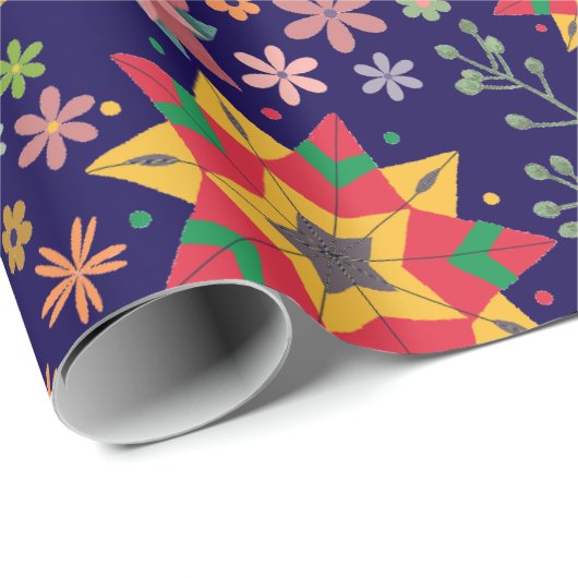 Feestelijke Bloemen Kerst - Vakantie inpakpapier (Rol Hoek)