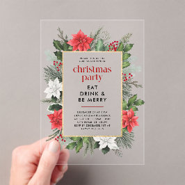 Feestelijke Bloemen Lijst Kerstfeest Acryl Uitnodigingen