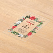 Feestelijke Bloemen Lijst Kerstfeest Acryl Uitnodigingen (Laagn)