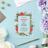 Feestelijke Bloemen Lijst Kerstfeest Acryl Uitnodigingen (Insitu (Huwelijk))