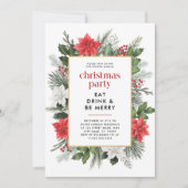 Feestelijke Bloemen Lijst Kerstfeest Kaart (Voorkant)