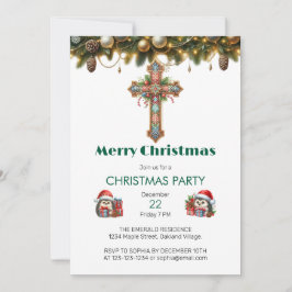 Feestelijke Bloemen Patroon Kruis Kerstmis Kaart