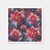 Feestelijke Bloemen Poinsettia Galaxy Patroon Deco Servet (Voorkant)