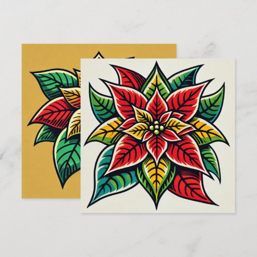 Feestelijke Bloemen Pop Art Poinsettia Scrapbook Kaart (Voorkant / Achterkant)