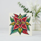 Feestelijke Bloemen Pop Art Poinsettia Scrapbook Kaart (Staand voorkant)