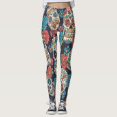 Feestelijke & Bloemen Suikerschedels Leggings (Voorkant)