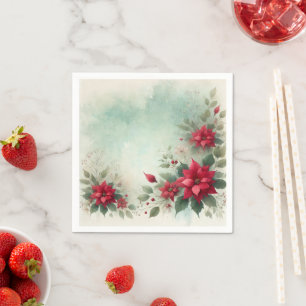 Feestelijke Bloemen Wassen Border Poinsettia Decou Servet