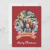Feestelijke Bloemenkrans Kerstrood Foto Feestdagenkaart (Voorkant)