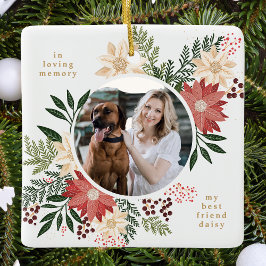 Feestelijke bloemenmoderne vrolijke kerstfoto keramisch ornament