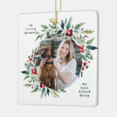 Feestelijke bloemenmoderne vrolijke kerstfoto keramisch ornament (Links)